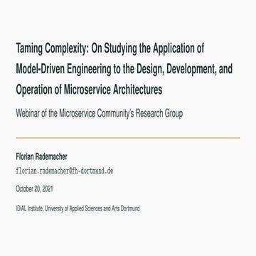 Taming Complexity: On Studying the Application of Model-Driven Engineering to...