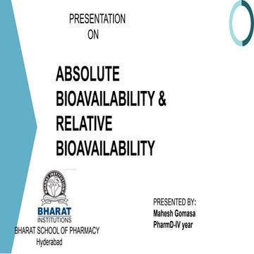 Absolute bioavailability & relative bioavailability | PPT