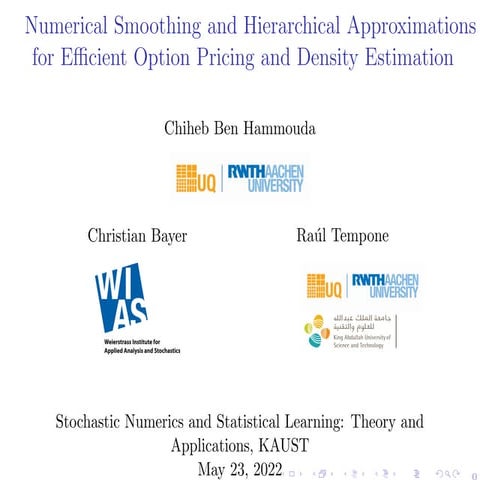 Numerical Smoothing and Hierarchical Approximations for E cient Option Pricin...