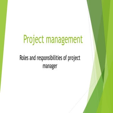 The role and responsibilities of the project manager | PDF