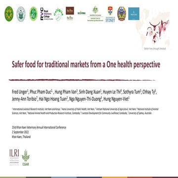 Safer food for traditional markets from a One health perspective