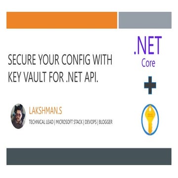 Secure your Config with Key Vault for .NET Core API