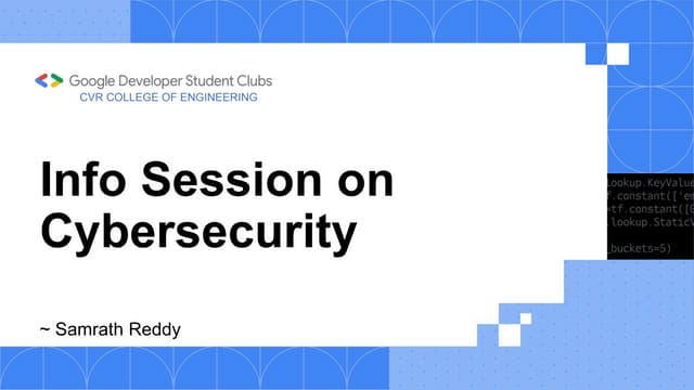 Info Session on Cybersecurity & Cybersecurity Study Jams