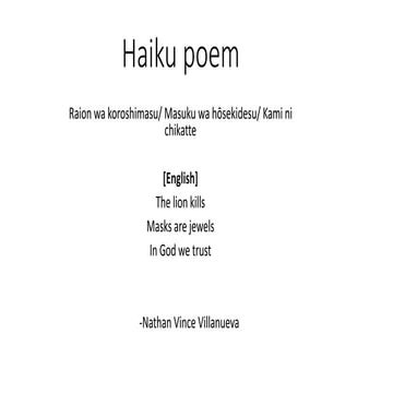 Presentation of haiku poems in the course of english | PPT