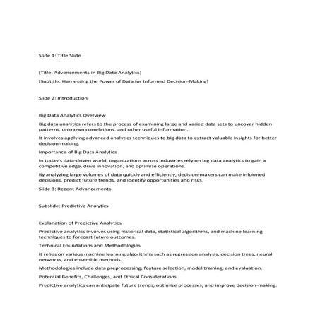 Advancements in Big Data Analytics and data Engineering