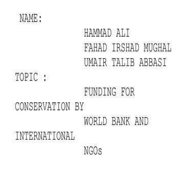 Funding for conservation by world bank and international NGOs