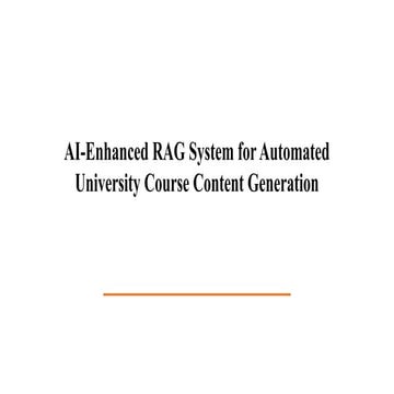 AI-Enhanced RAG System for Automated University Course Content Generation