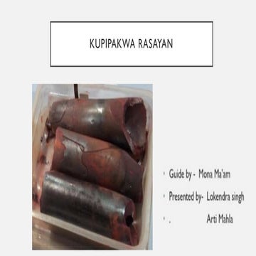Kupipakwa rasayana of second year BAMS course | PDF