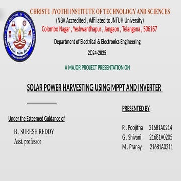 Solar power harvesting using mppt and inverter