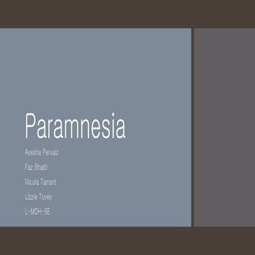 Presentation for Paramnesia