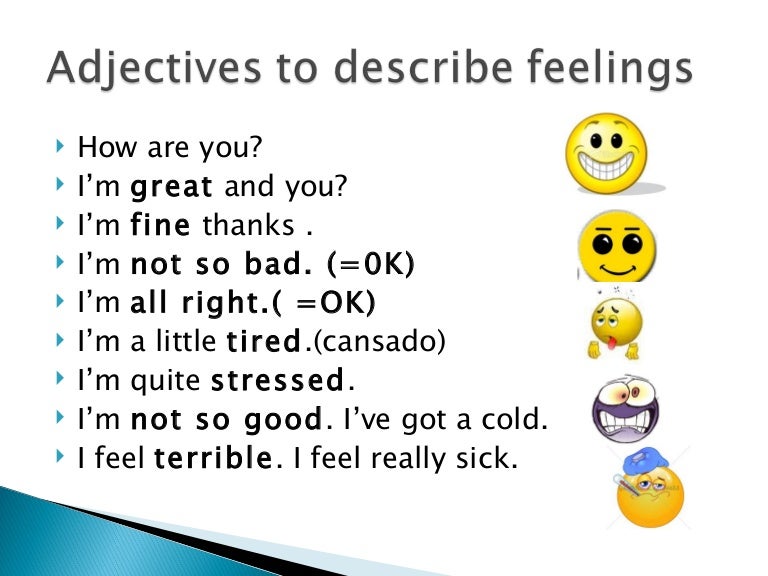 presentation adjectives to describe feelings 3 adjectives that describe you