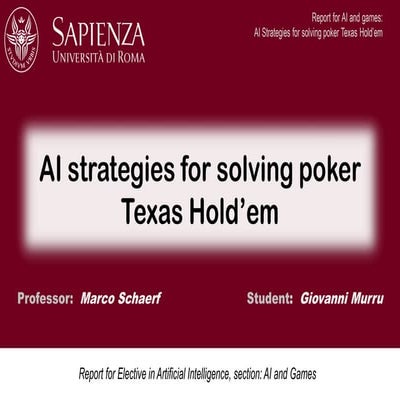 AI Strategies for Solving Poker Texas Hold'em
