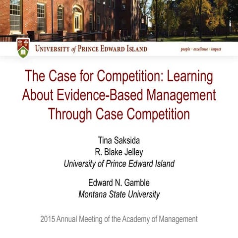 The Case for Competition: Learning About Evidence-Based Management Through Ca...