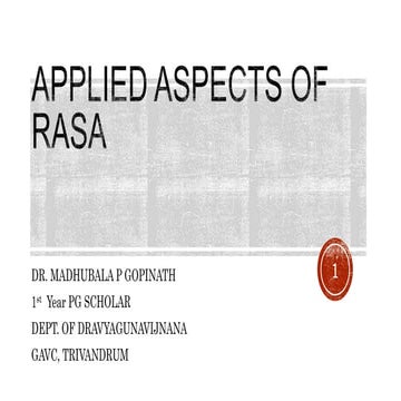 Applied aspect of Rasa (PERCEPTION OF TASTE)