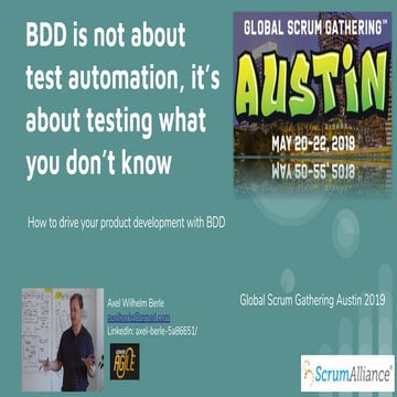BDD is not about test automation, it's about testing what you don't know