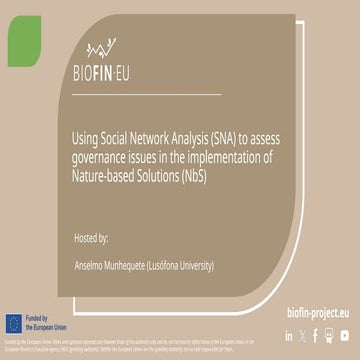 BIOFIN-EU: Training "Using SNA to Assess Governance Issues in the Implementat...
