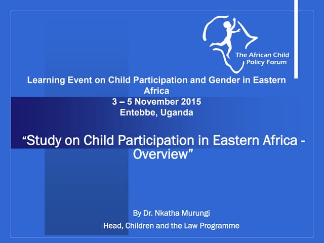 Study on Child Participation in Eastern Africa - Overview