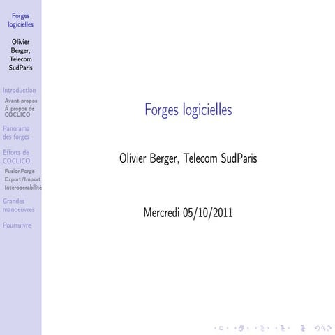 Presentation forges logicielles à mathrice