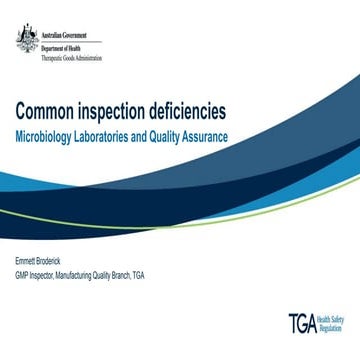 TGA presentation: Common inspection deficiencies