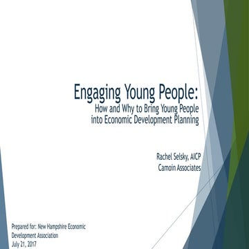 Engaging Young People: How and Why to Bring Young People into Economic Develo...