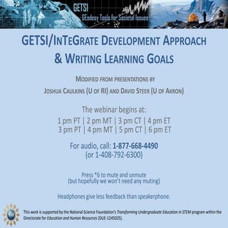 Presentation: GETSI-InTeGrate Development Model & Writing Learning Goals