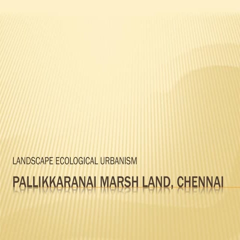 Landscape Ecological Urbanism: Pallikkaranai Marsh Land, Chennai