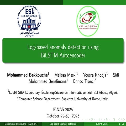 Log-based anomaly detection using BiLSTM-Autoencoder