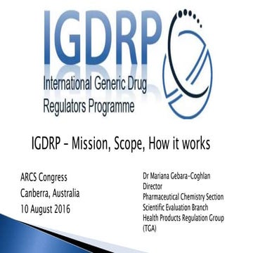 Presentation: IGDRP - Mission, scope, how it works