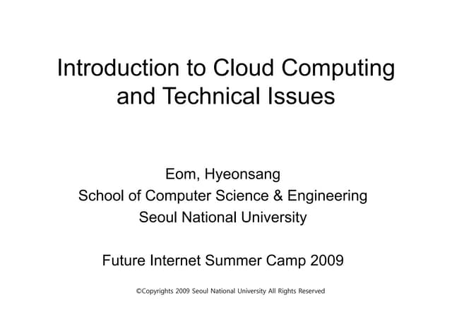 Presentation   introduction to cloud computing and technical issues