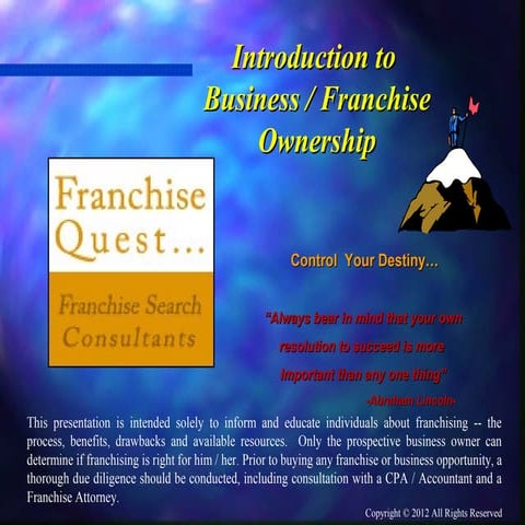 Introduction To Business / Franchise Ownership