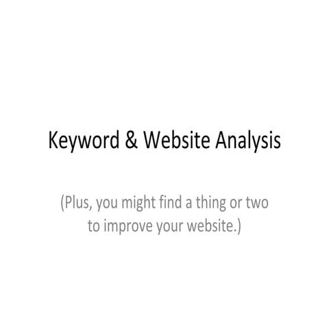 Keyword Research & Website Analysis
