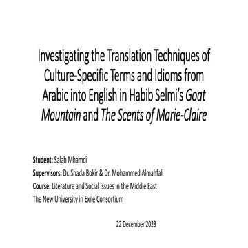 Presentation Literature And Social Issues In The Middle East Online 