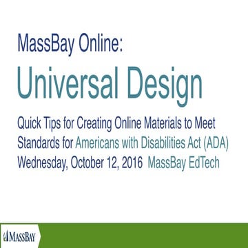 Applying Universal Design Principles Online