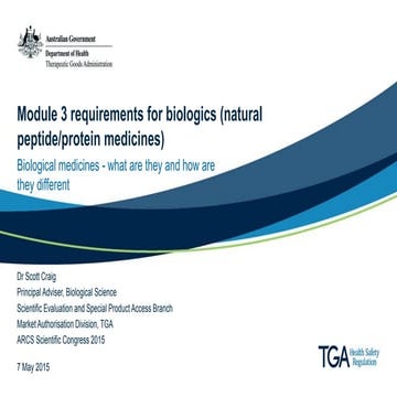 Module 3 requirements for Biologics (peptide/protein medicines)