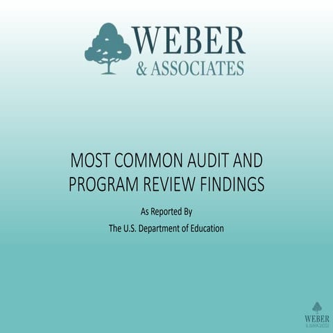 Most Common Audit and Program Review Findings