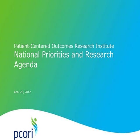 National Priorities and Research Agenda