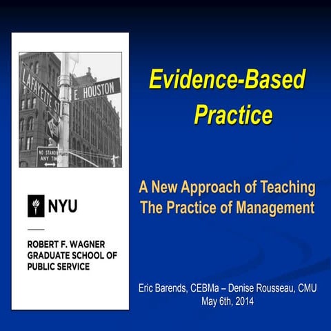 Presentation Teaching Evidence-Based Management NYU Wagner 2014