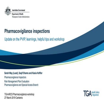 TGA Presentation: Pharmacovigilance inspections