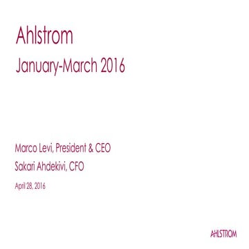 Ahlstrom Q1/2016 interim report