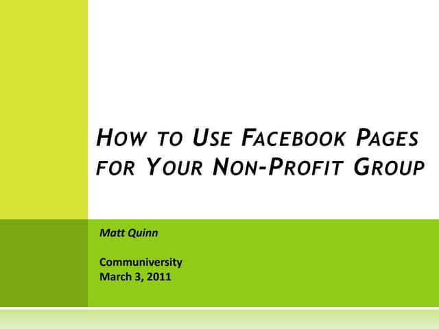 How to Use Facebook Pages for Your Non-Profit Group