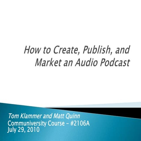 How to Create, Publish, and Market an Audio Podcast