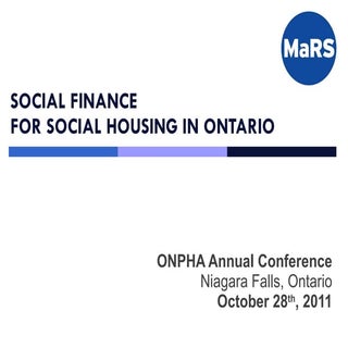 Social Finance for Social Housing