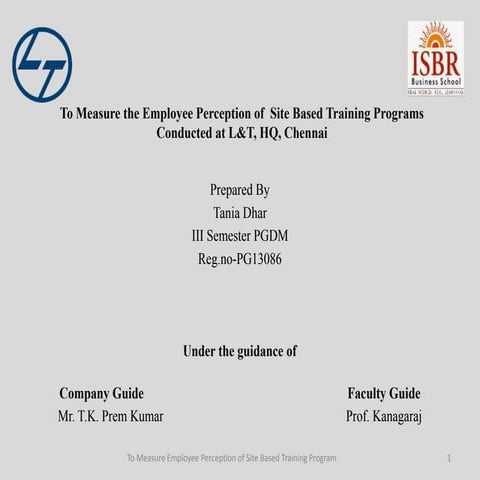 Presentation  on Training &Development in L&T,Chennai