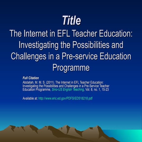 Presentation the internet in efl teacher education