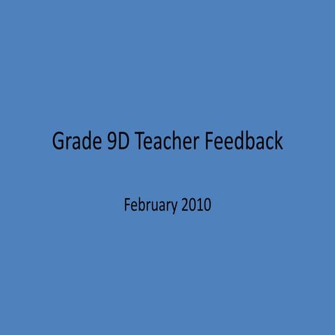 Teacher Feedback Results Geography 9D