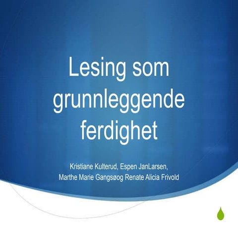 Lesing som grunnleggende ferdighet