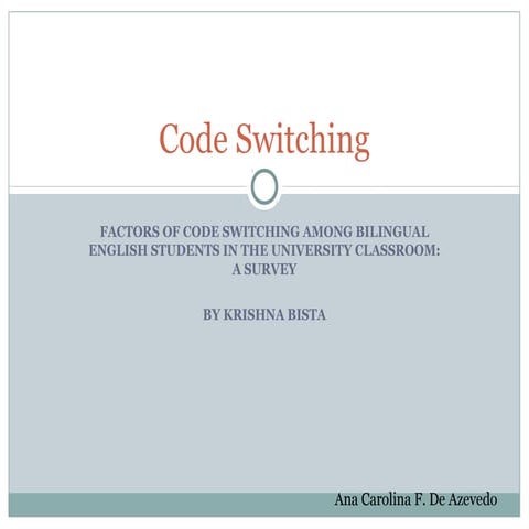 Code Switching: a paper by Krishna Bista