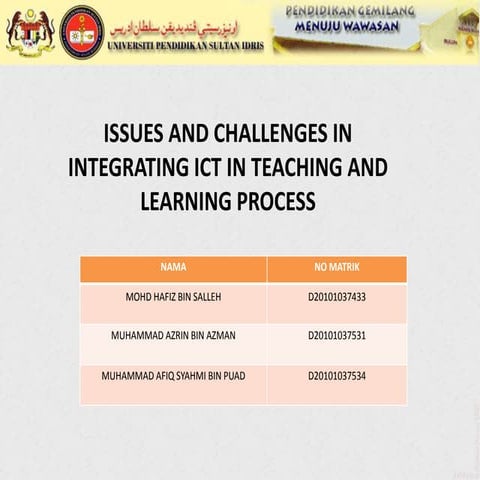 Issues and challenges in ict | PPTX