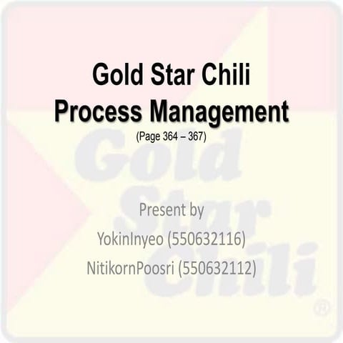 Gold Star Chili Case Study 