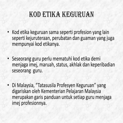 Tajuk : Kod etika keguruan